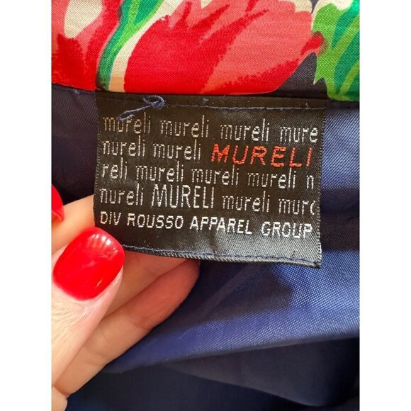 Mureli Jacket Women Large Navy Pink Floral Print Silk Vintage Bomber‎ Coat Retro - Picture 6 of 9